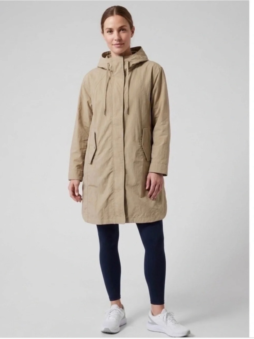Athleta Everywhere Tan Anorak Hooded Jacket L New
